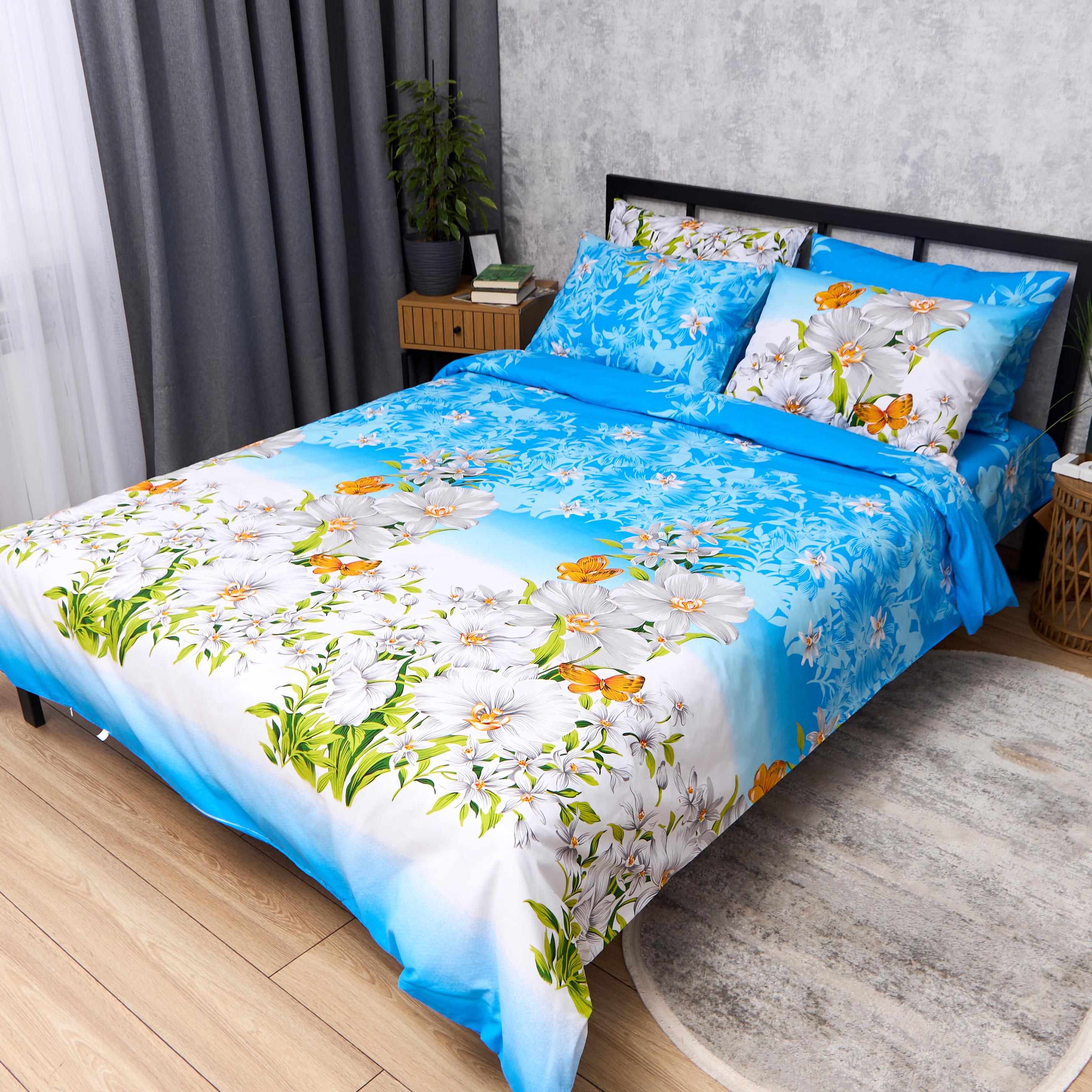 Комплект постельного белья Moon&Star Бязь Gold Люкс Azure Garden King Size 220x240 см наволочки 2 шт. 70х70 см (MS-820013162)