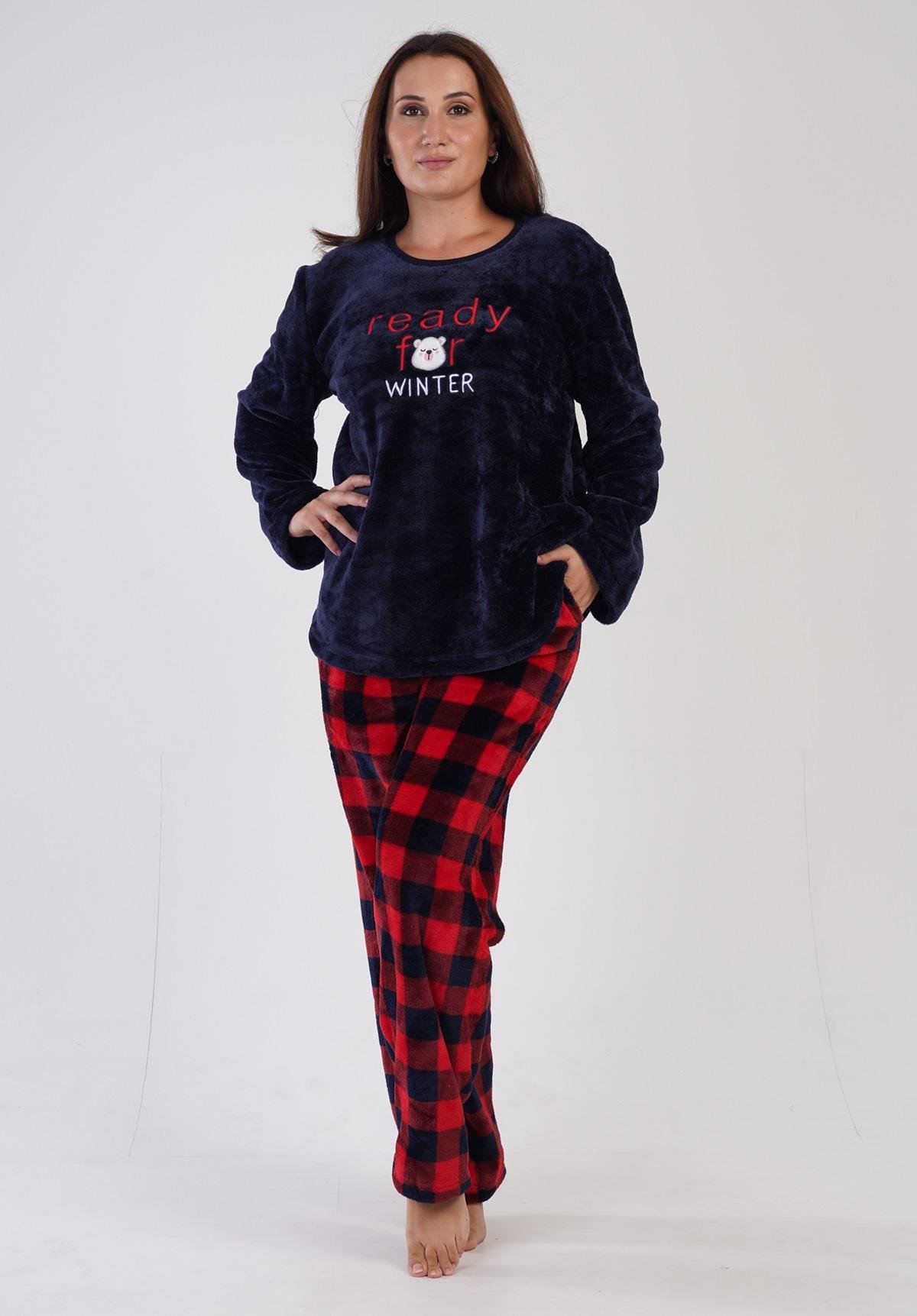 Пижама женская махровая лонгслив и штаны Vienetta 2XL Синий (304083)