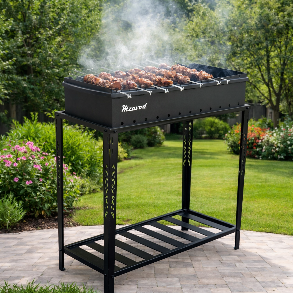 Мангал Jooki Прометей на 12 шампурів 3мм на дровниці