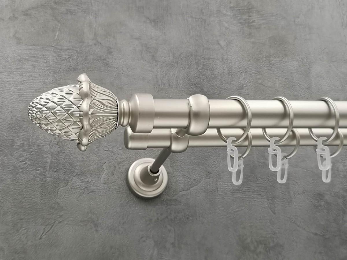 Карниз Quadrum Шишка гладкая штанга двойной открытый 25/19 мм 240 см Сатин (264770496)