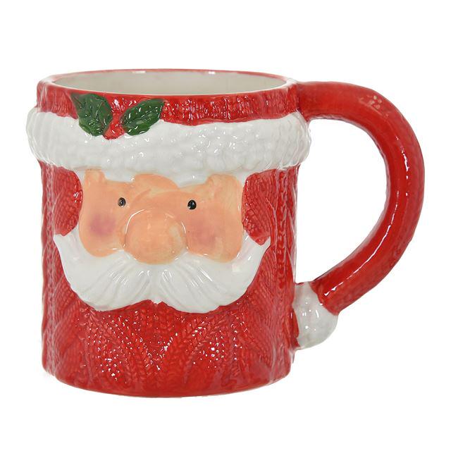 Кружка новогодняя Лицо Деда Мороза с белыми усами 3D 650 мл (20RTDFG)