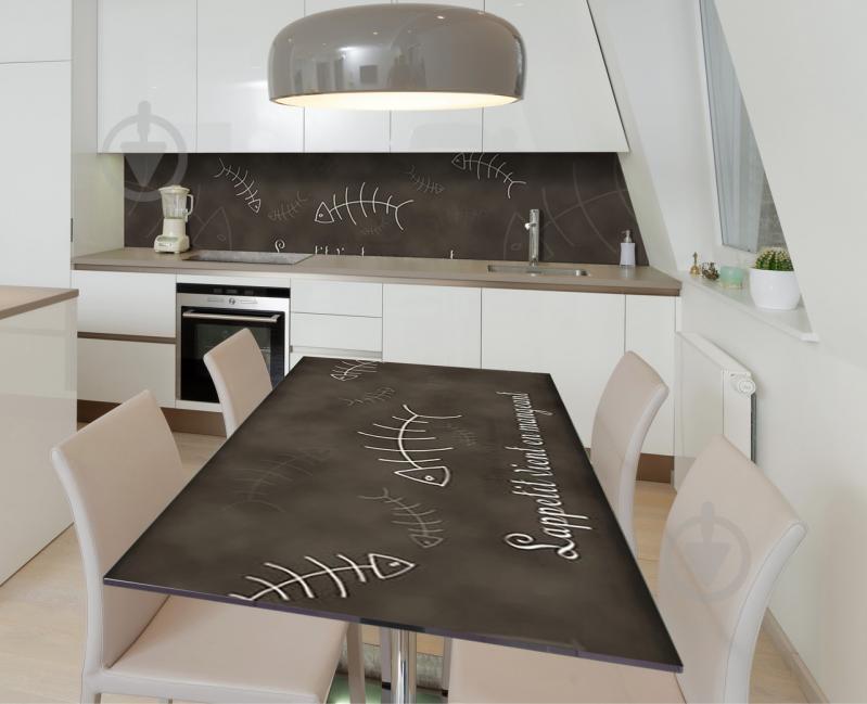 Наклейка 3Д виниловая на стол Zatarga «Рыбий скелет» 650х1200 мм для домов, квартир, столов, кофейн, кафе