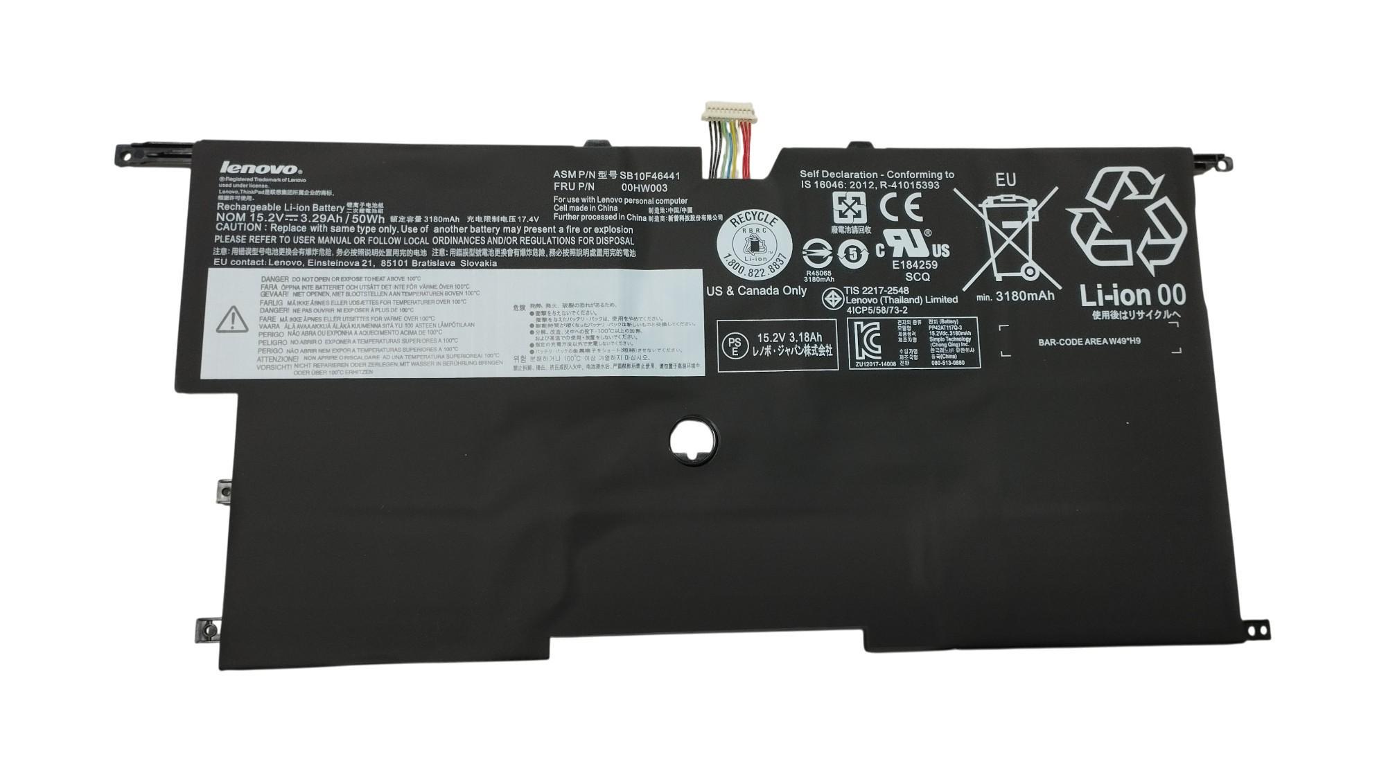 Аккумулятор для ноутбука Lenovo 00HW002 Thinkpad X1 Carbon 20BS 15,2V 3290 mAh (066280)