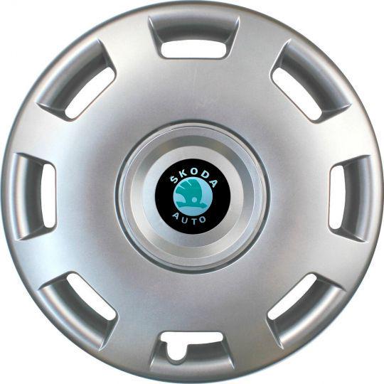 Автомобильные колпаки SKS 302 R15 с логотипом Skoda 4 шт. Серебристый