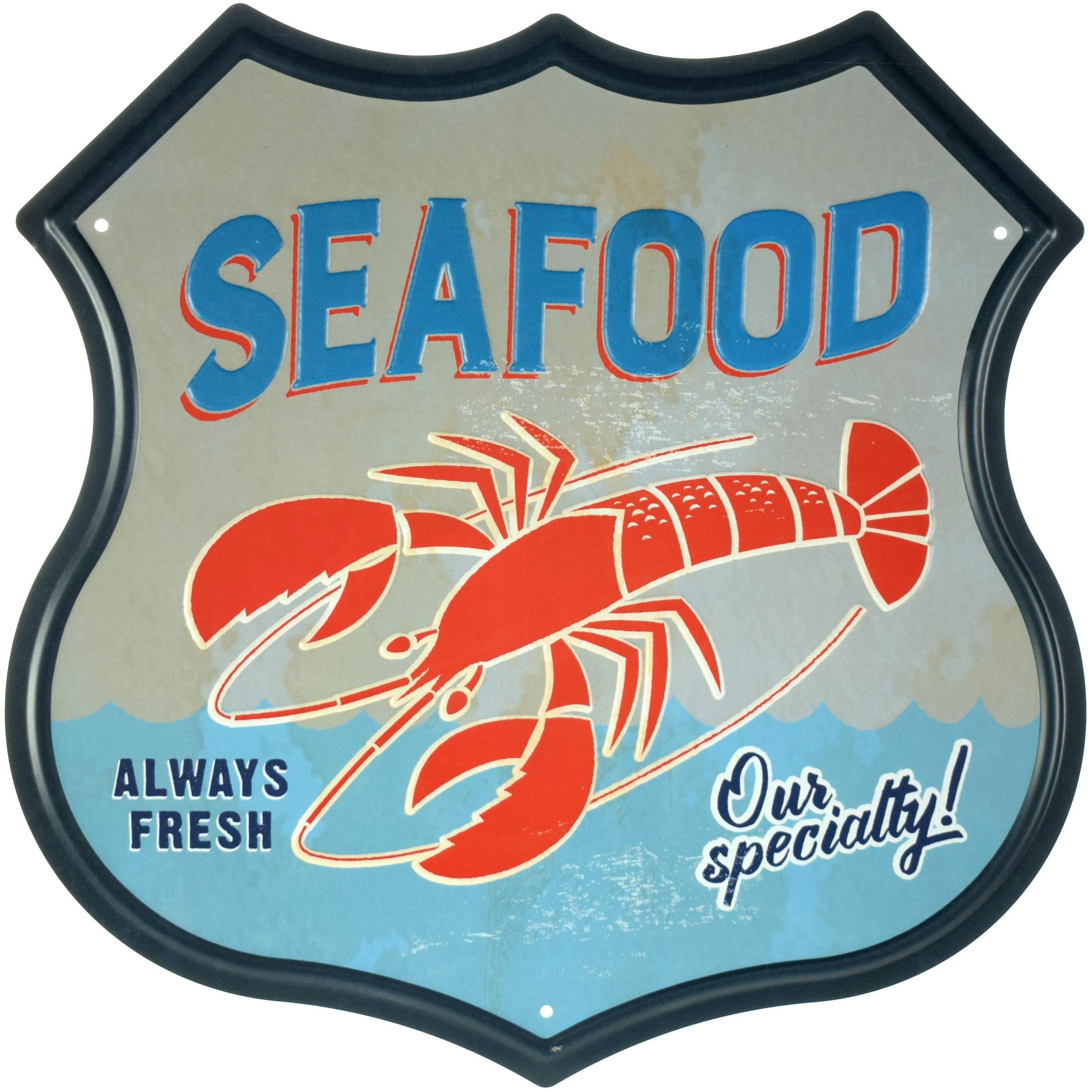 Табличка металлическая Морепродукты/Seafood 30x30 см