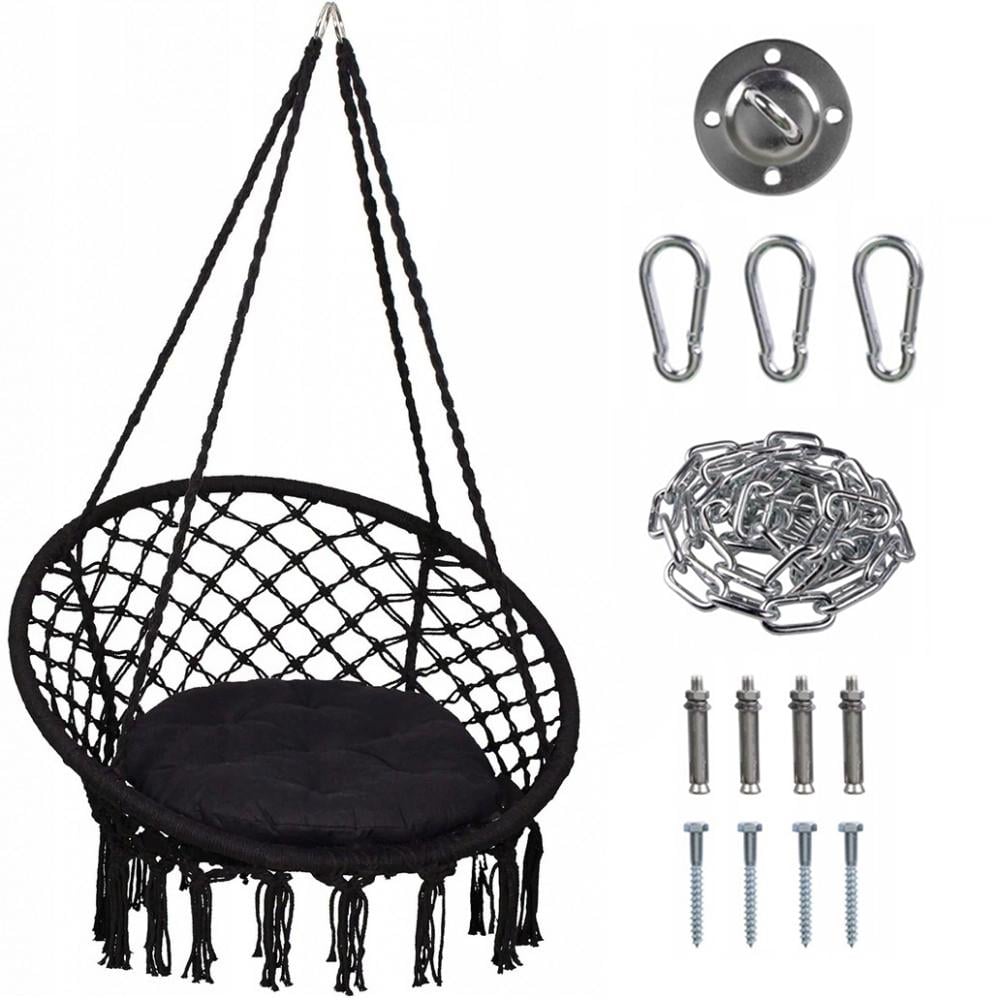 Крісло підвісне бразилійське Bonro B-092-2 з комплектом кріплення 120 кг Чорний (6111)