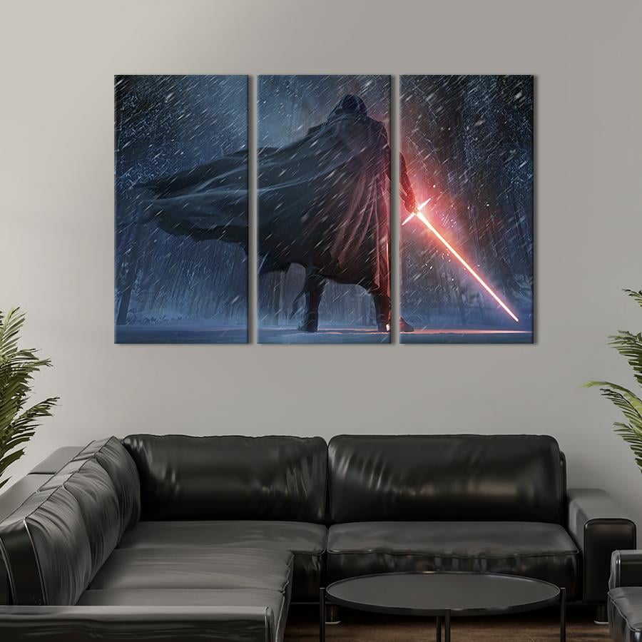 Модульная картина триптих Кайло Рен в зимнем лесу 78x48 см (670-31)