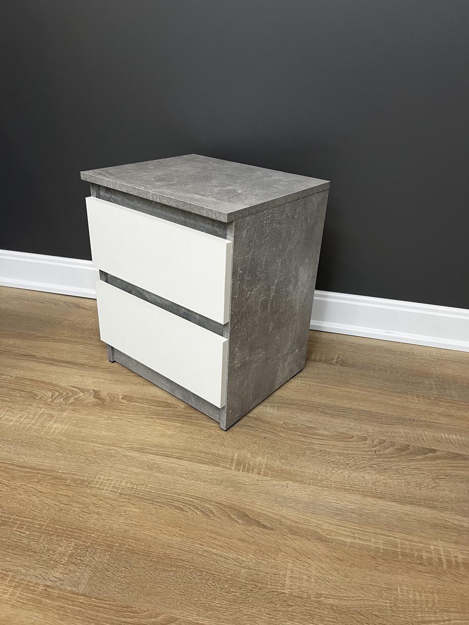 Приліжкова тумба Кватро 2 шухляди 400х480х340 мм Бетон/Білий - фото 3 Приліжкова тумба Кватро 2 шухляди 400х480х340 мм Бетон/Білий - фото 3