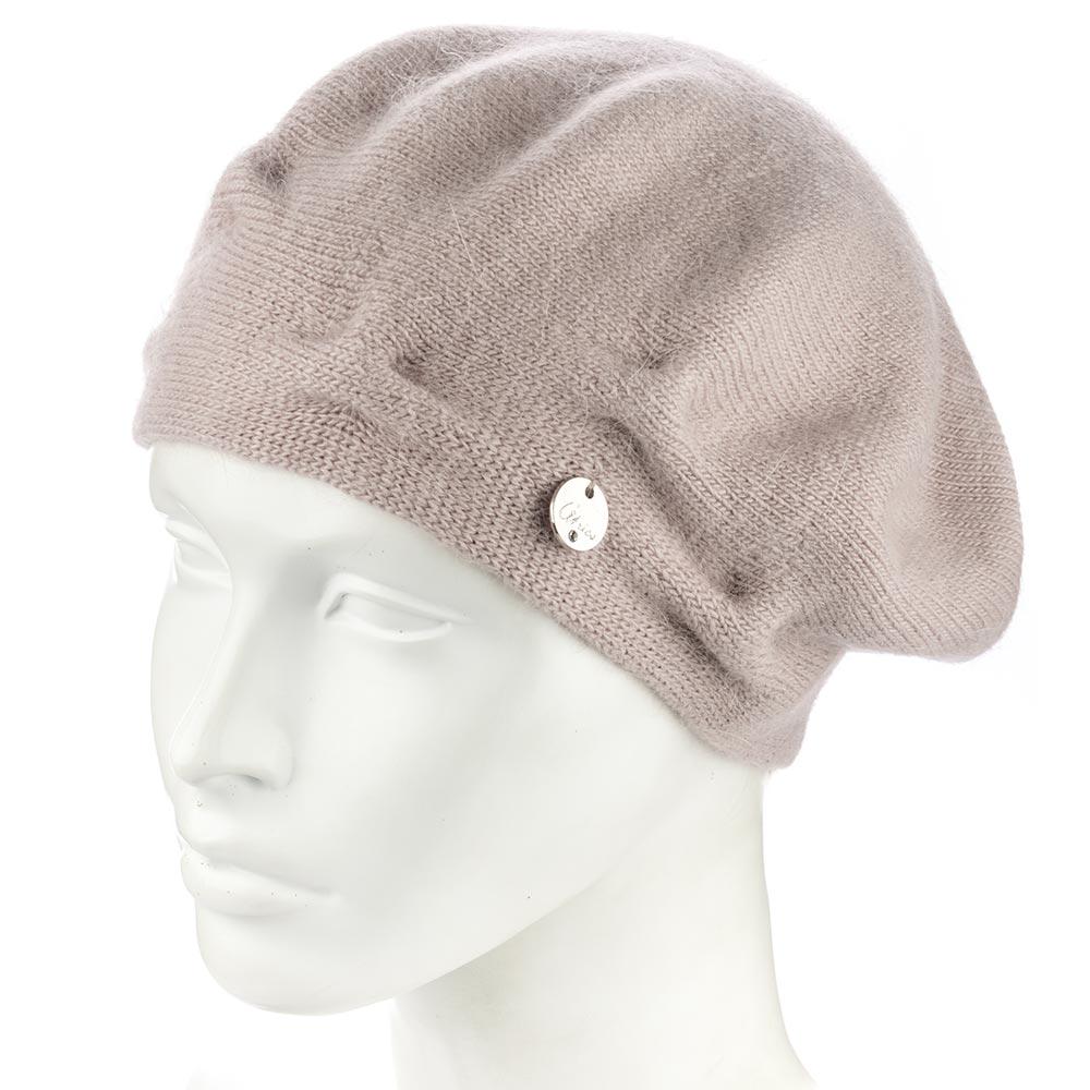 Берет женский ангоровый двойной Atrics WH910 с узором Бежевый