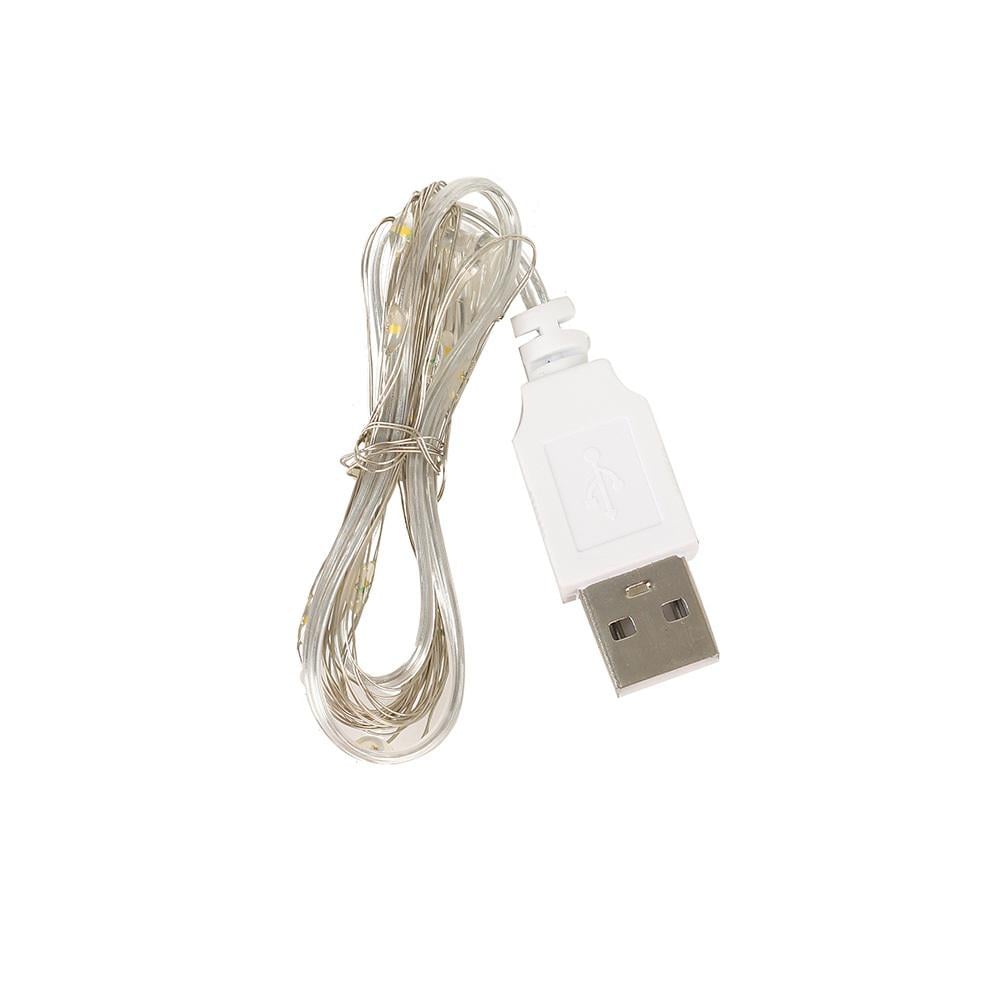 Гирлянда нить на гибкой проволоке с USB питанием 50 LED 5 м Холодный белый свет (29908) Гирлянда нить на гибкой проволоке с USB питанием 50 LED 5 м Холодный белый свет (29908)