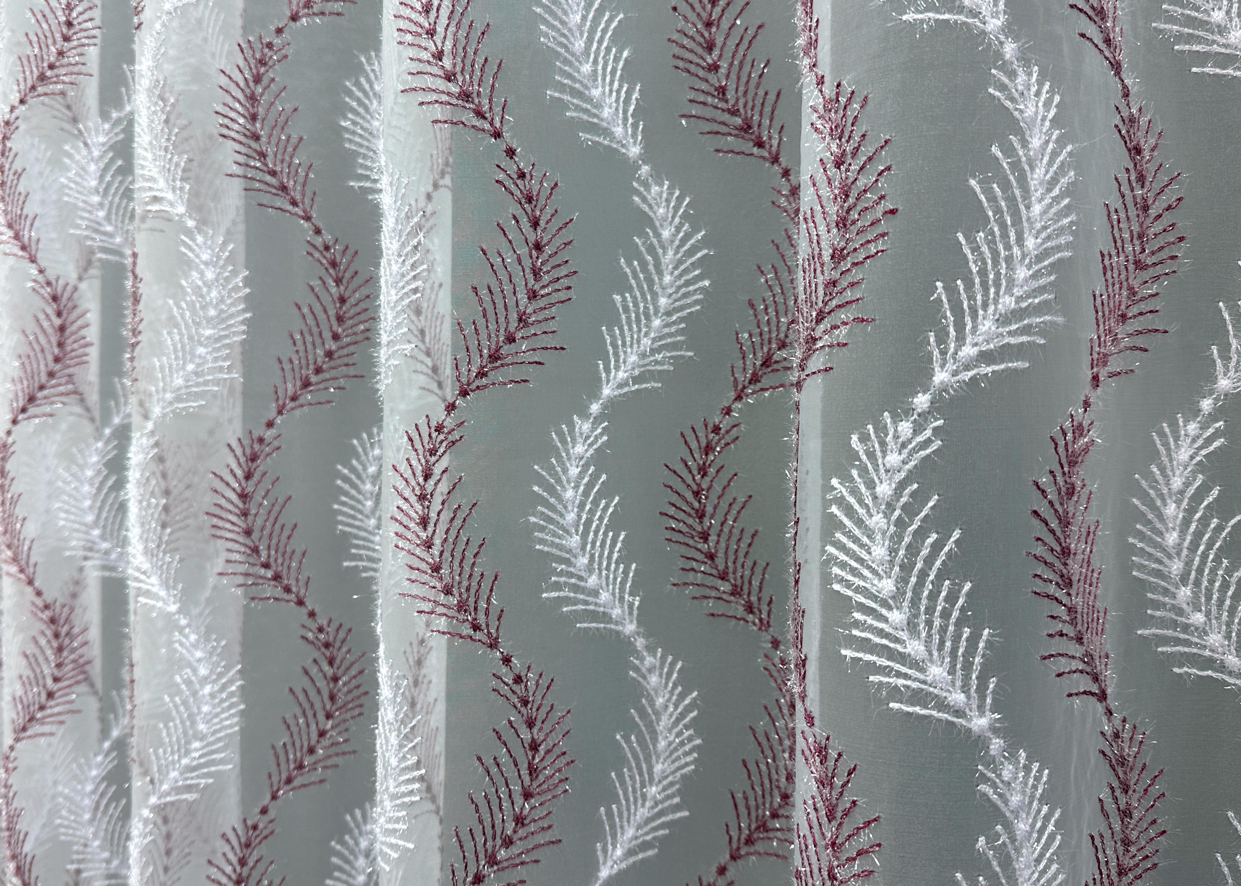 Тюль VR-Textil 1691т Органза с вышивкой и люрексом 300х270 см Бордовый/Белый (42-0732) - фото 5 Тюль VR-Textil 1691т Органза с вышивкой и люрексом 300х270 см Бордовый/Белый (42-0732) - фото 5