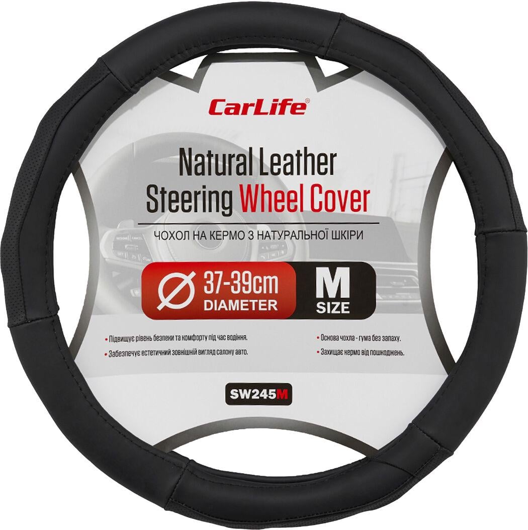 Чохол руля CarLife SW245M M шкіра 37-39 см Чорний (SW245M)