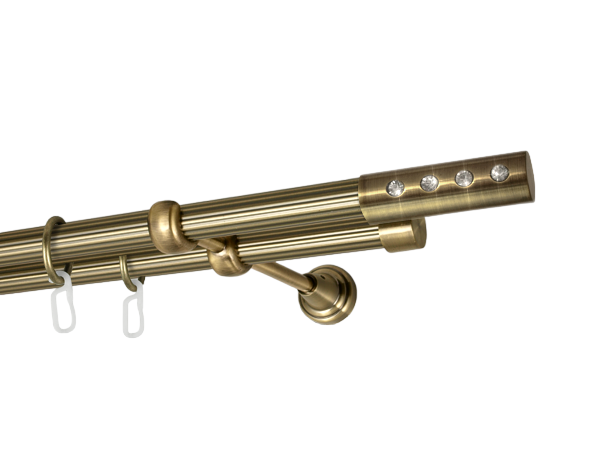 Карниз MStyle Алюр металлический двухрядный труба рифленая 19/19 мм 400 см Антик (K010130)