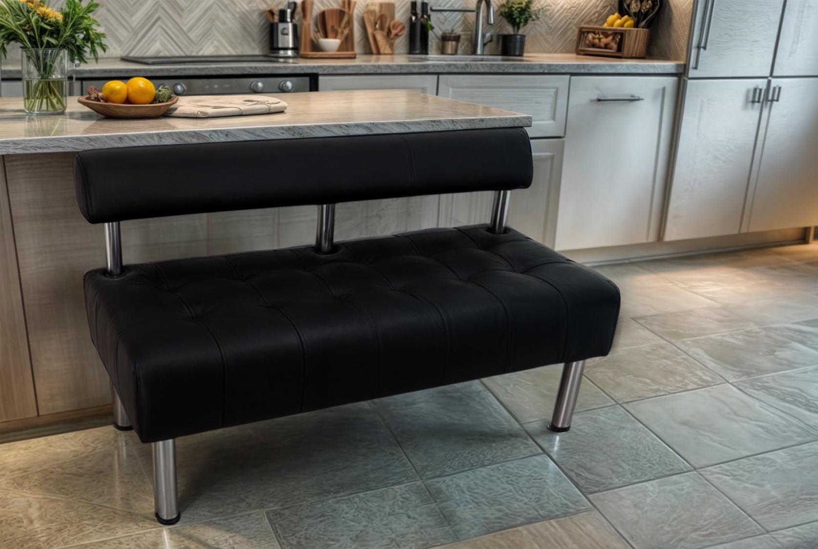 Диван офисный Tobi Sho Сити со спинкой без подлокотников 1200x530x750 мм кожзам Черный (2230)