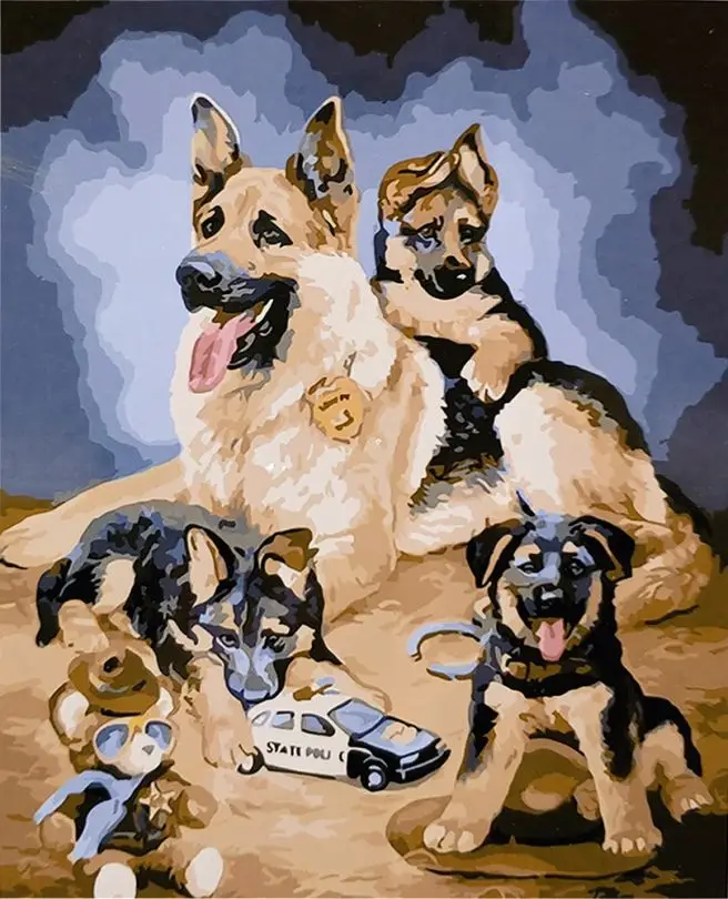 Картина по номерам Strateg Семья овчарки 40x50 см (SR-B-SY6723)