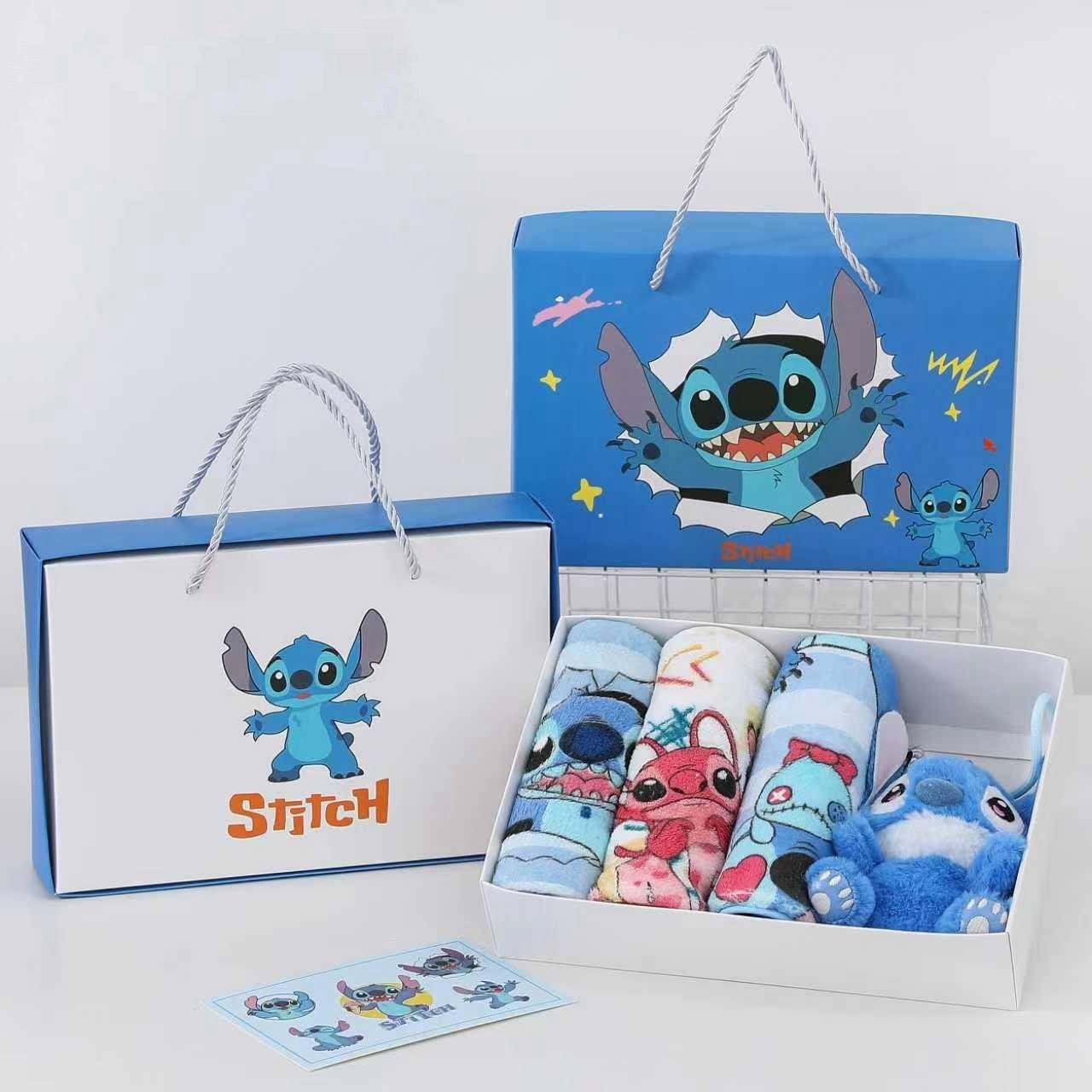 Подарочный набор из 3 полотенец и мягкая игрушка Стич Синий (PN-S-4)