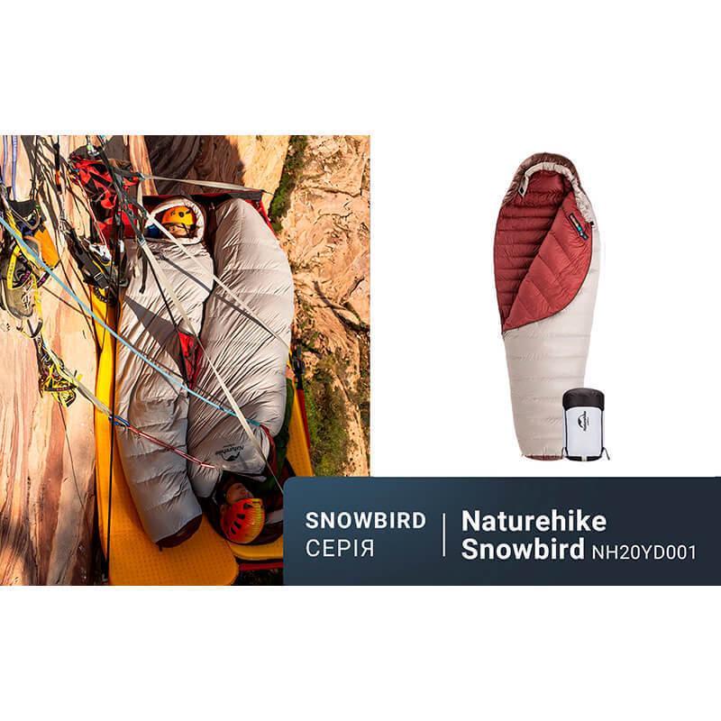 Спальний мішок пуховий Naturehike Snowbird NH20YD001 L 205 см Коричневий (6927595761304) - фото 20