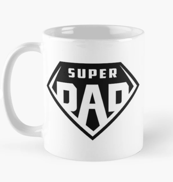 Чашка керамическая с принтом "Super dad" 3 для отца 330 мл Белый (ПАПА16Ч)