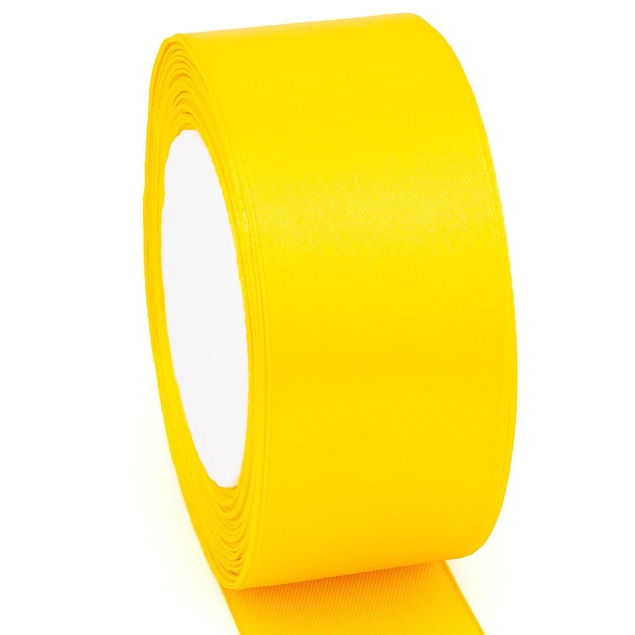 Стрічка атласна 4 см 1 рулон 23 м Золотисто-жовтий (ЛТ0040а84)