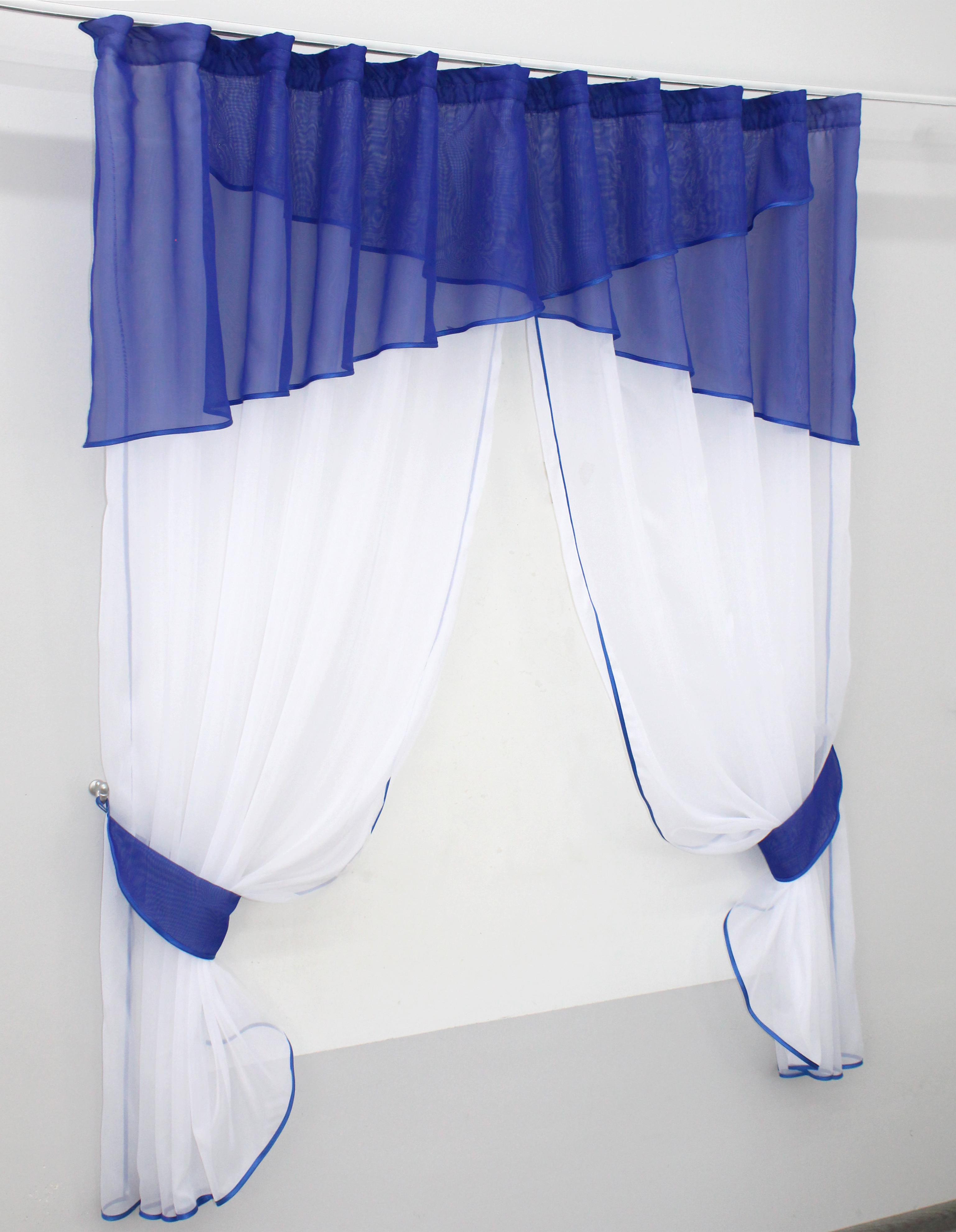 Штори кухонні VR-Textil №091к з ламбрекеном і підв'язками 270х170 см Синій/Білий (52-0254) - фото 2 Штори кухонні VR-Textil №091к з ламбрекеном і підв'язками 270х170 см Синій/Білий (52-0254) - фото 2