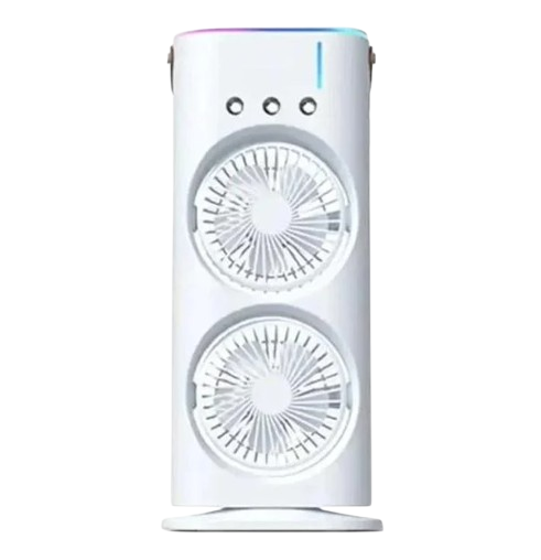 Вентилятор настольный двойной Double-ended Spray Fan LED подсветка 3 скорости с охлаждением Белый (2104618552)