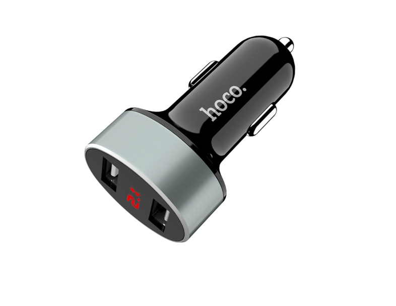 Зарядное устройство автомобильное Hoco Z26 Digital Display 2 USB/2,1A Black