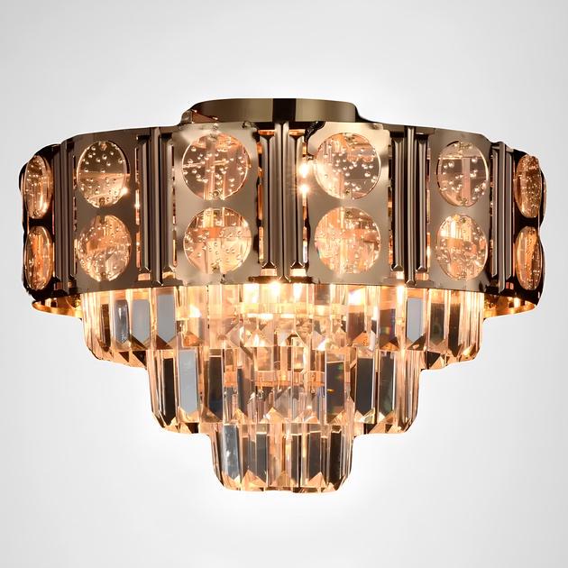 Люстра потолочная хрустальная Valeso V 9029/6 FG многоярусная на шесть ламп Е14 IP20 Золотистый (00000140255)