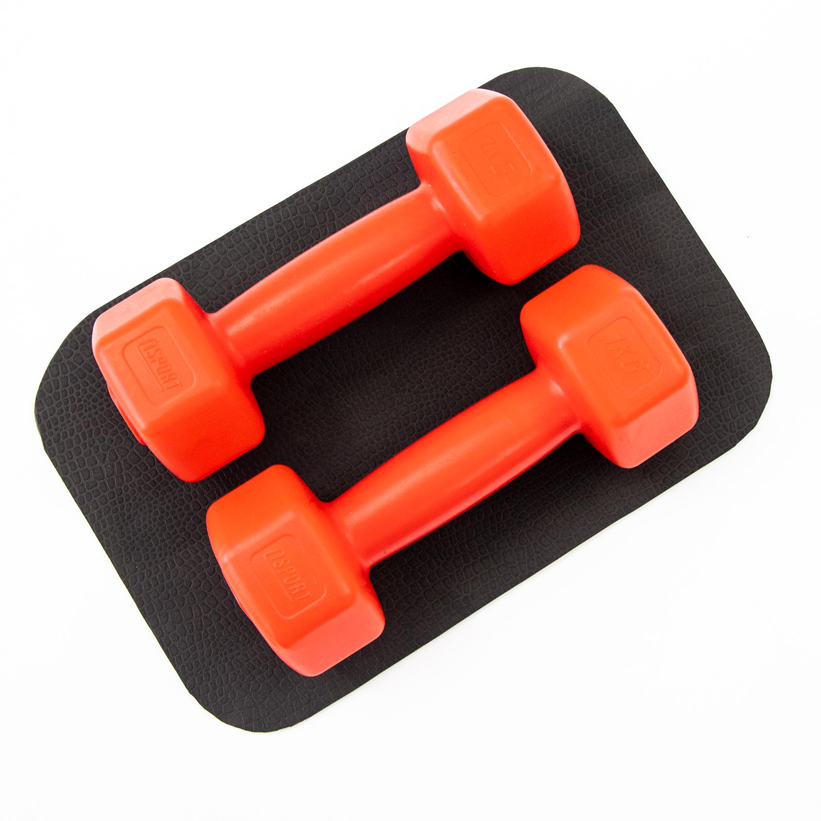 Гантели пластиковые с ковриком OSPORT Lite 2 шт. 1 кг Красный (OF-0214) - фото 2 Гантели пластиковые с ковриком OSPORT Lite 2 шт. 1 кг Красный (OF-0214) - фото 2