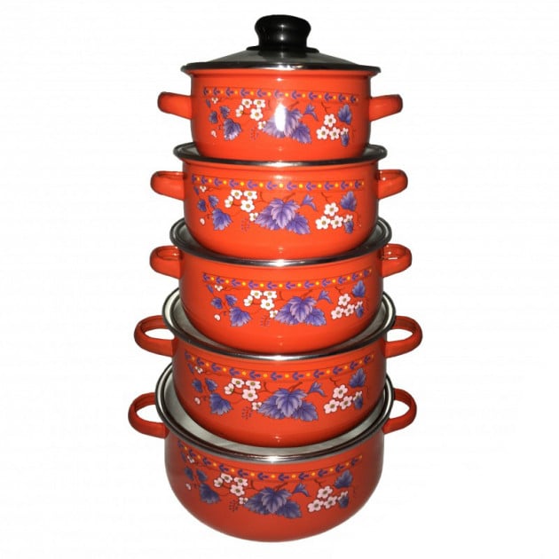 Набір каструль Unique UN-2356 10 пр. Червоний (EL002449) Набір каструль Unique UN-2356 10 пр. Червоний (EL002449)