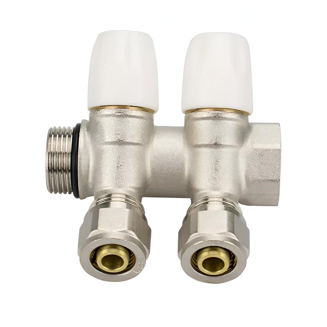 Коллектор Karro KR17021 с перекрытием вентель косой 3/4"x16х2 Белый (SQ-1027803)