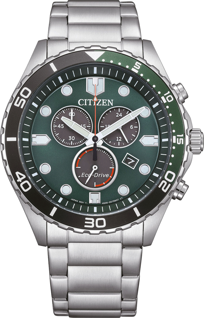 Наручные часы мужские Citizen AT2561-81X Eco-Drive со стальным корпусом/зеленым циферблатом и водозащитой 100 м