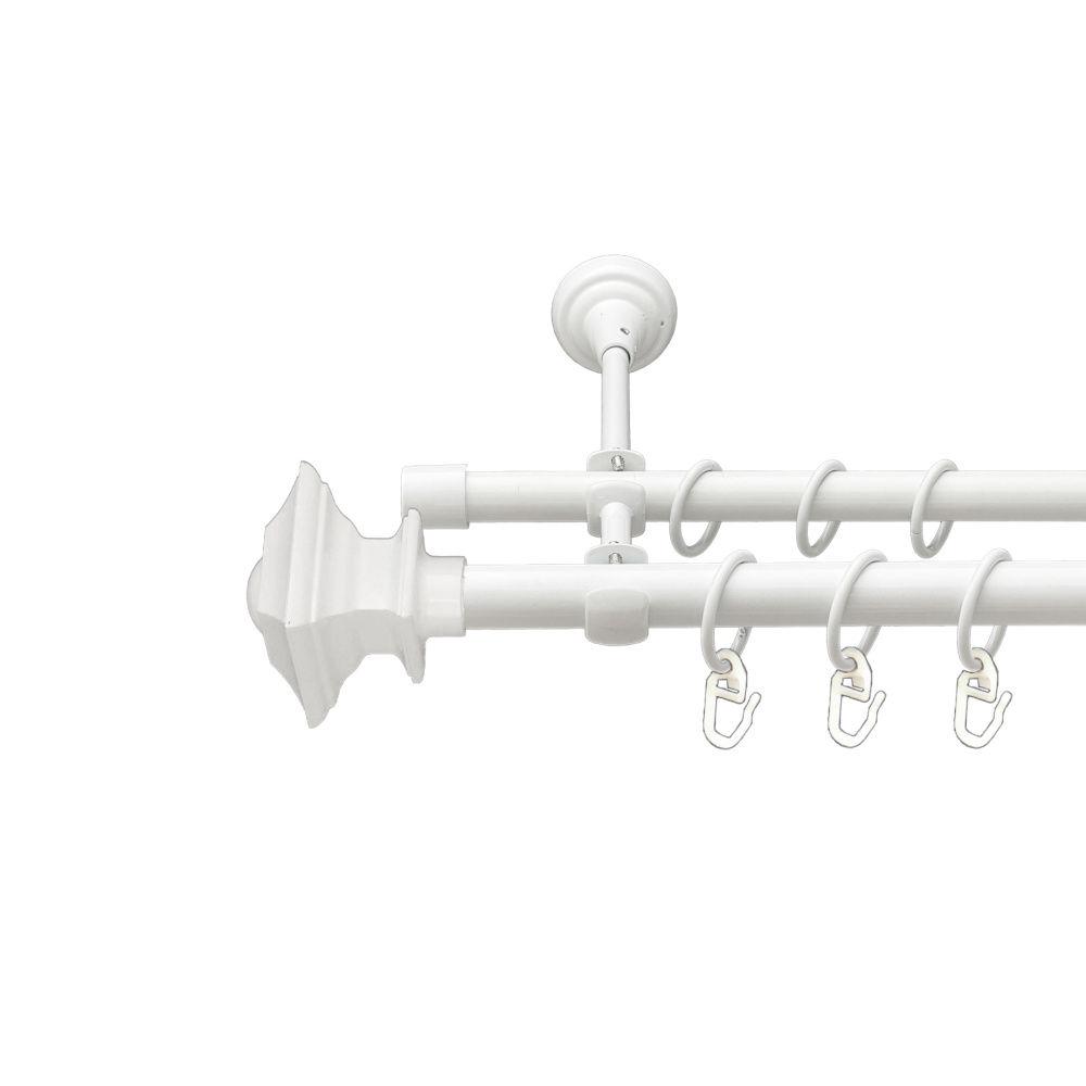 Карниз Orvit Борджеза металевий дворядний відкритий гладка труба кільце металеве 19/16 мм 200 см Арктіс (00-00021214) - фото 1
