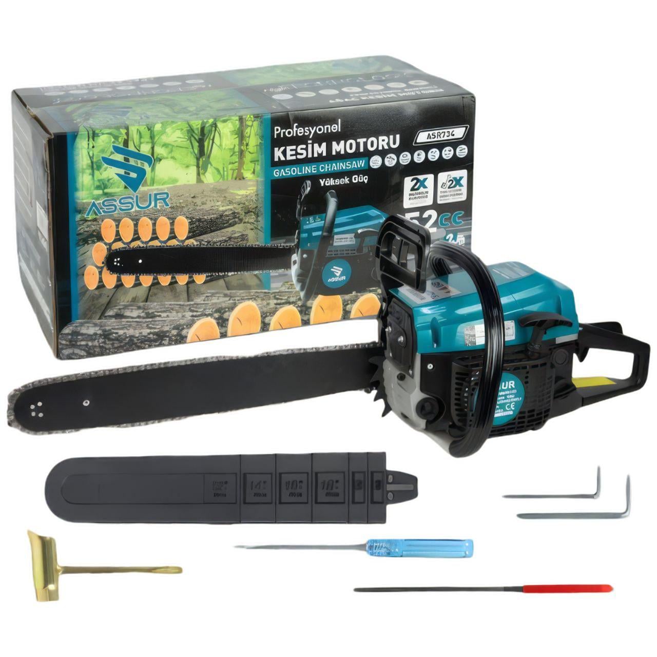 Пила цепная бензиновая ASSUR ASR734/МК 2000W шина 55 см в коробке (33702603)
