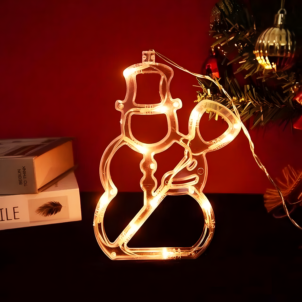 Світлодіодна новорічна прикраса іграшка Сніговик на батарейках 21,5x12,5 см Теплий білий