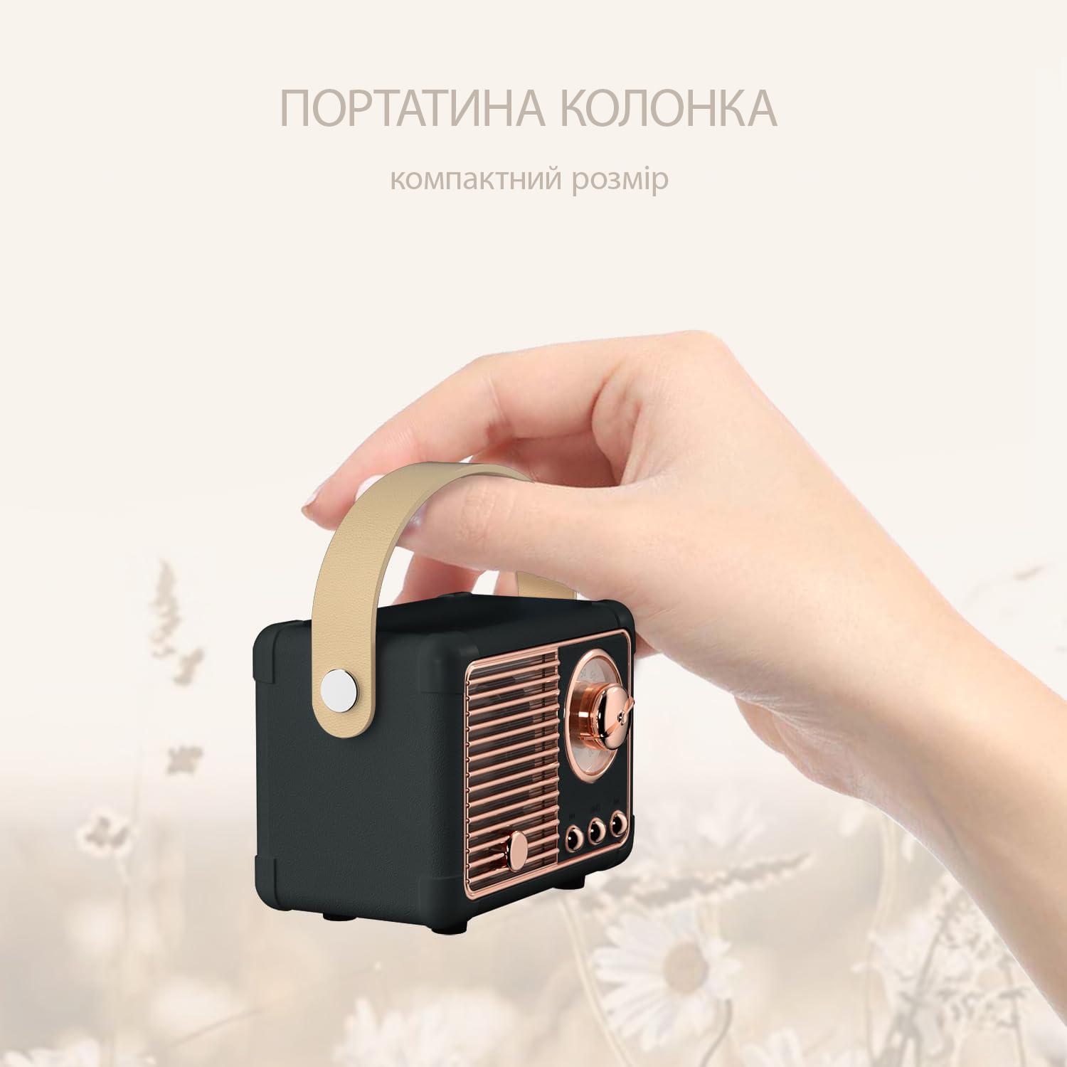 Портативна колонка Bluetooth водонепроникна у ретро-стилі Black (20965992) - фото 4