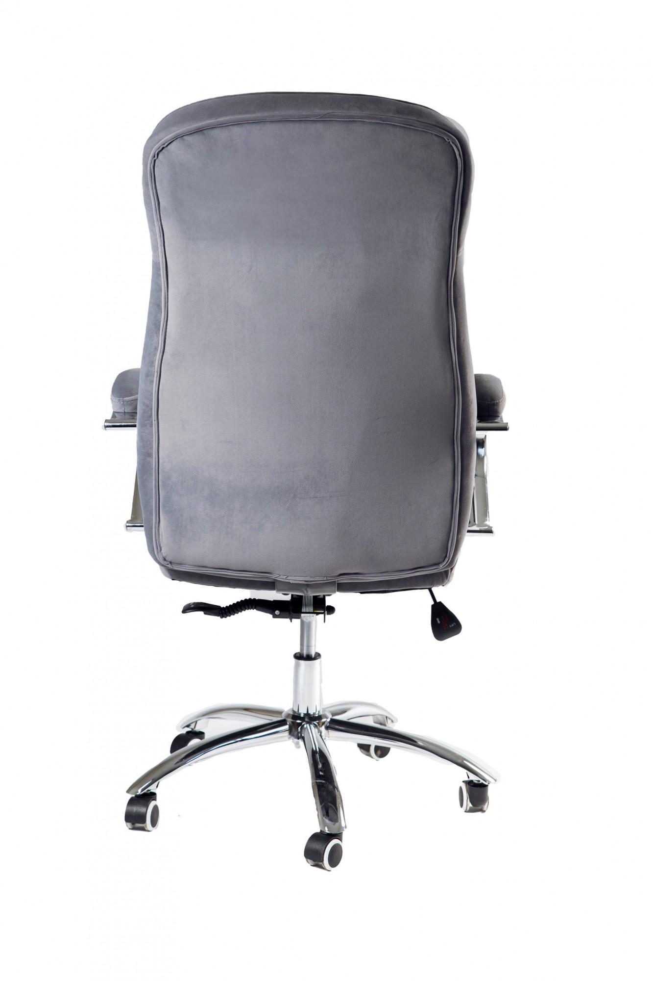 Кресло офисное компьютерное LamboDesign хром Anyfix экозамша Серый - фото 5