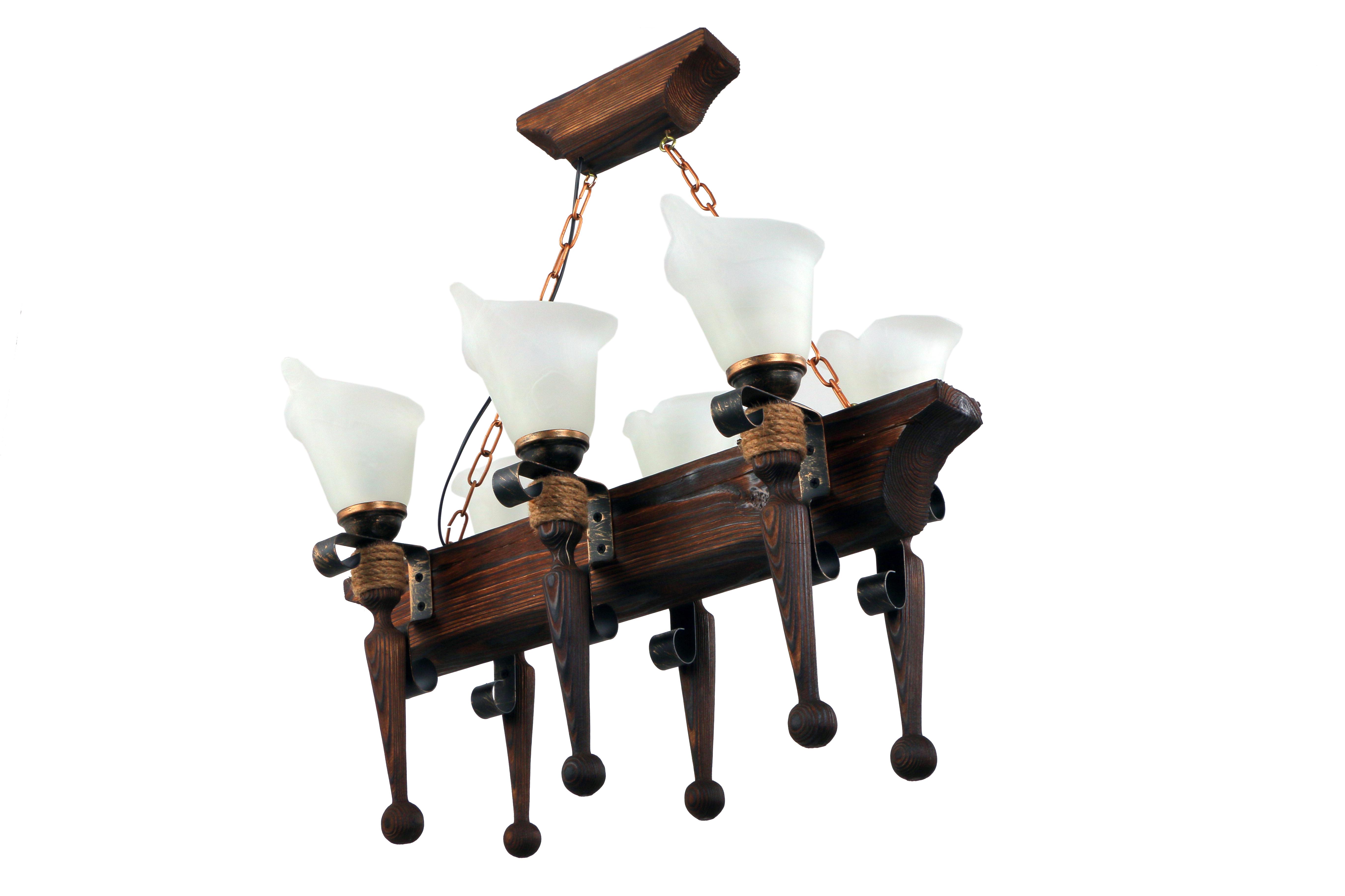 Люстра деревянная Sirius S7141/6 темный обжиг на 6 плафонов (000027314)