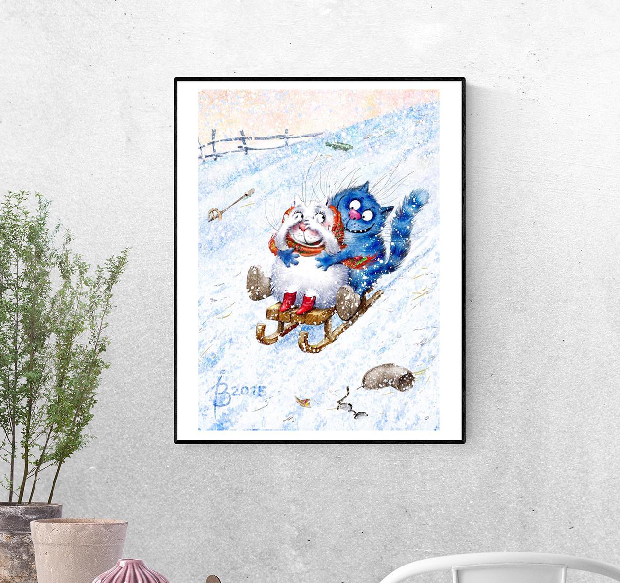 Постер Скатиться с горки с любимой формат А-2