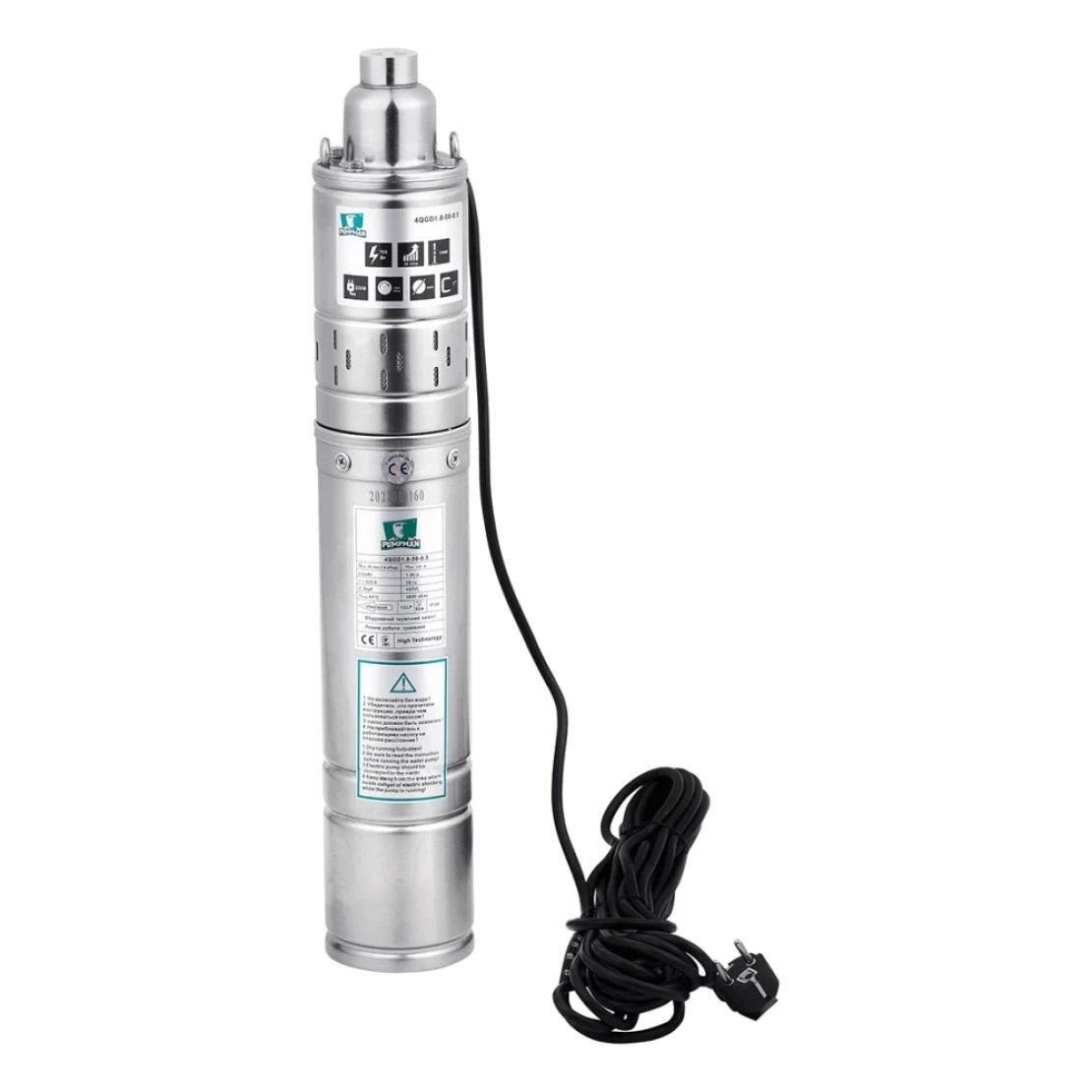 Насос глубинный шнековый Pumpman 4QGD1.8-50-0.55 Нmax 130 м Qmax 18 куб. м 550 Вт