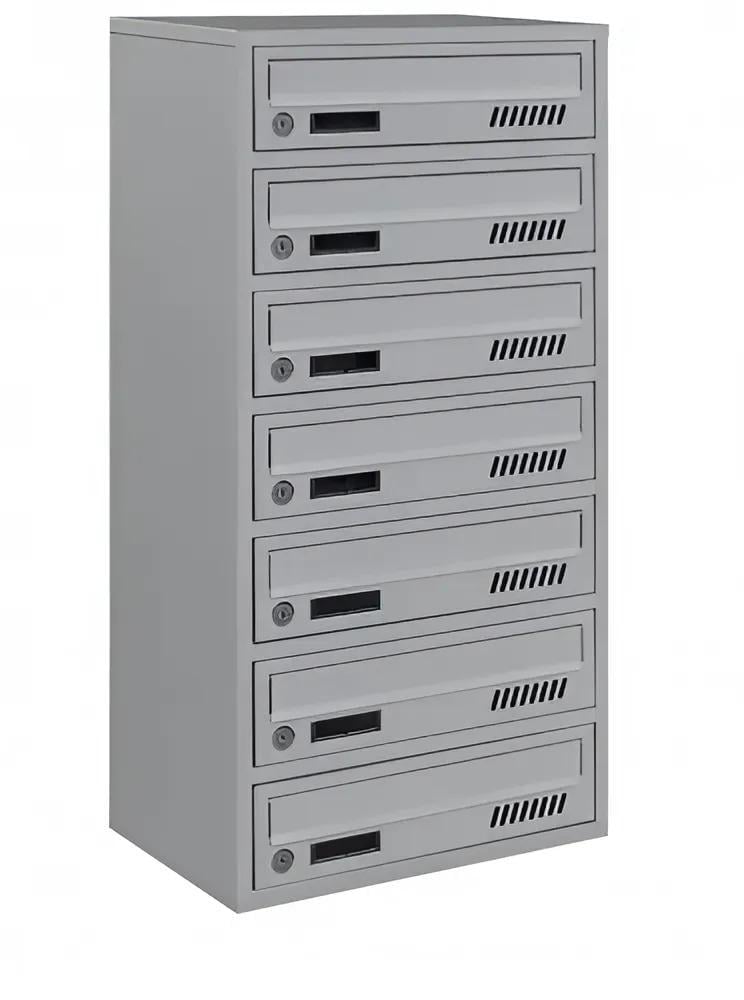 Почтовый ящик с декоративной перфорацией Галиндустрия E2-07-А металлический на 7 квартир 390x250x785 мм Серый (150-119-000004698)