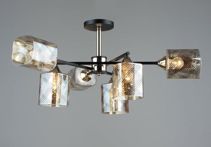 Люстра потолочная Sirius на шесть стеклянных плафонов Е27 IP20 B A4080/6 BK+FGD Черный/Золотой (28688425)