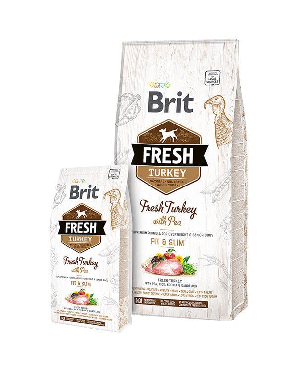 Корм сухой Brit Fresh Turkey with Pea Light Fit & Slim Adult пожилого возраста и лишним весом с индейкой и горохом 2,5 кг (170996/0809)