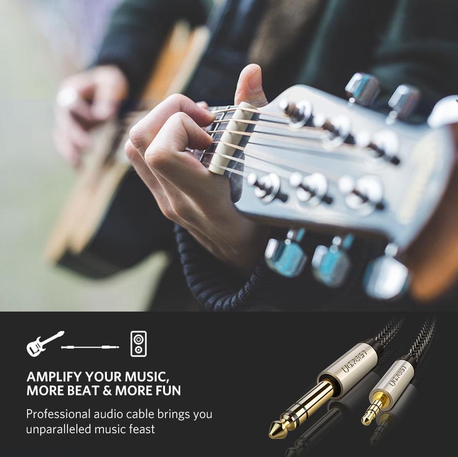 Кабель UGREEN 6.5 мм Jack-3.5 мм minijack HiFi стерео AUX на 6.35 мм нейлонове обплетення TRS 1 м Чорний (10625) - фото 13 Кабель UGREEN 6.5 мм Jack-3.5 мм minijack HiFi стерео AUX на 6.35 мм нейлонове обплетення TRS 1 м Чорний (10625) - фото 13