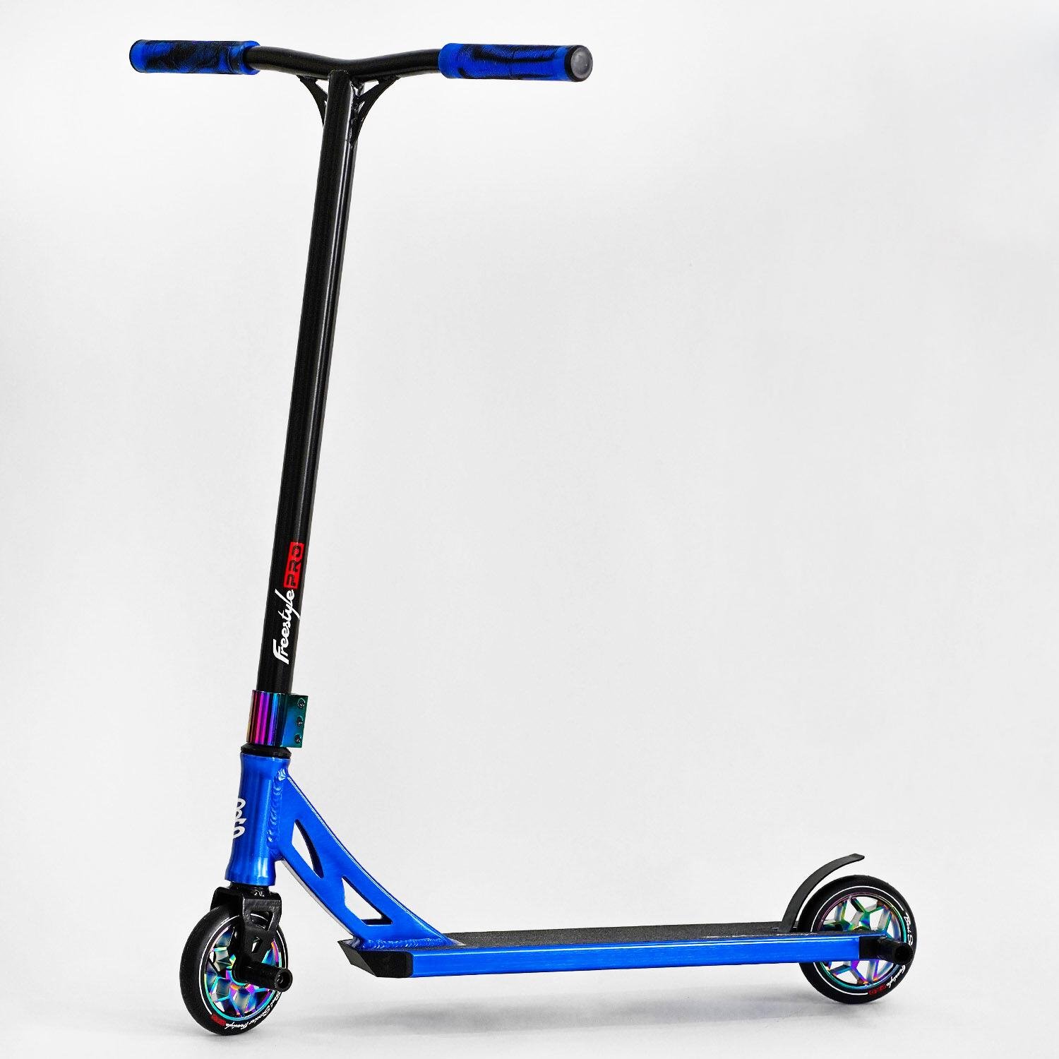 Самокат трюковый Best Scooter Freestyle Pro Hic-система пеги алюминиевый диск/дека колеса PU Blue (115641) - фото 1