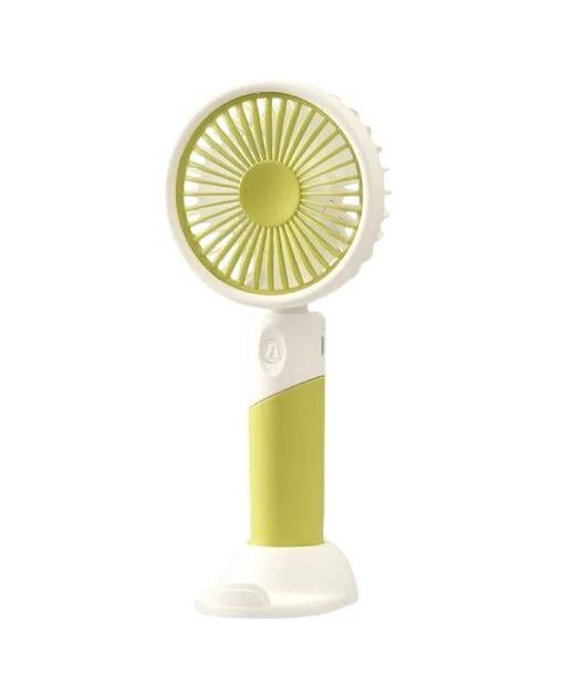 Вентилятор Mini Fan акумуляторний ручний з підставкою для телефону Салатовий з білим (ZB100)