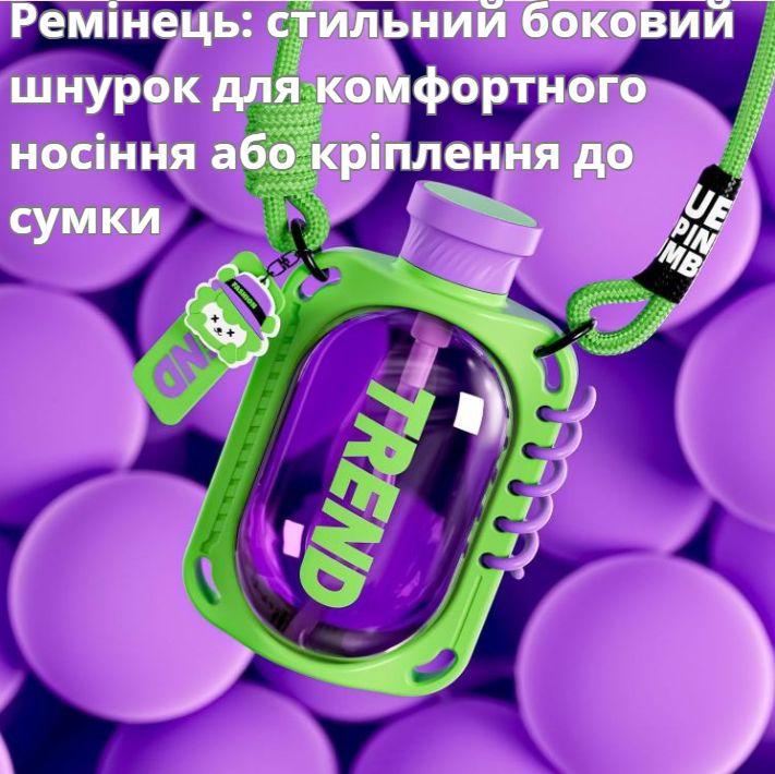 Пляшка для води герметична з антислизьким покриттям та ремінцем 780 мл Зелений (2692638161) - фото 2