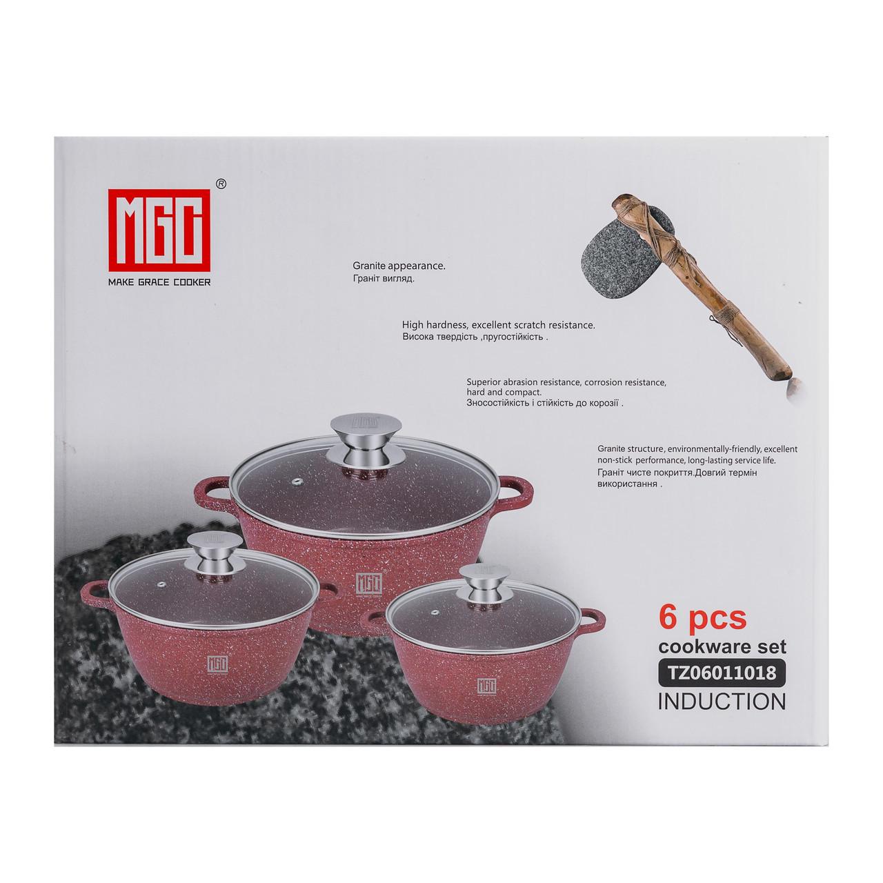 Набір із трьох алюмінієвих каструль MGC із товстим дном та кришками з антипригарним покриттям - фото 6 Набір із трьох алюмінієвих каструль MGC із товстим дном та кришками з антипригарним покриттям - фото 6