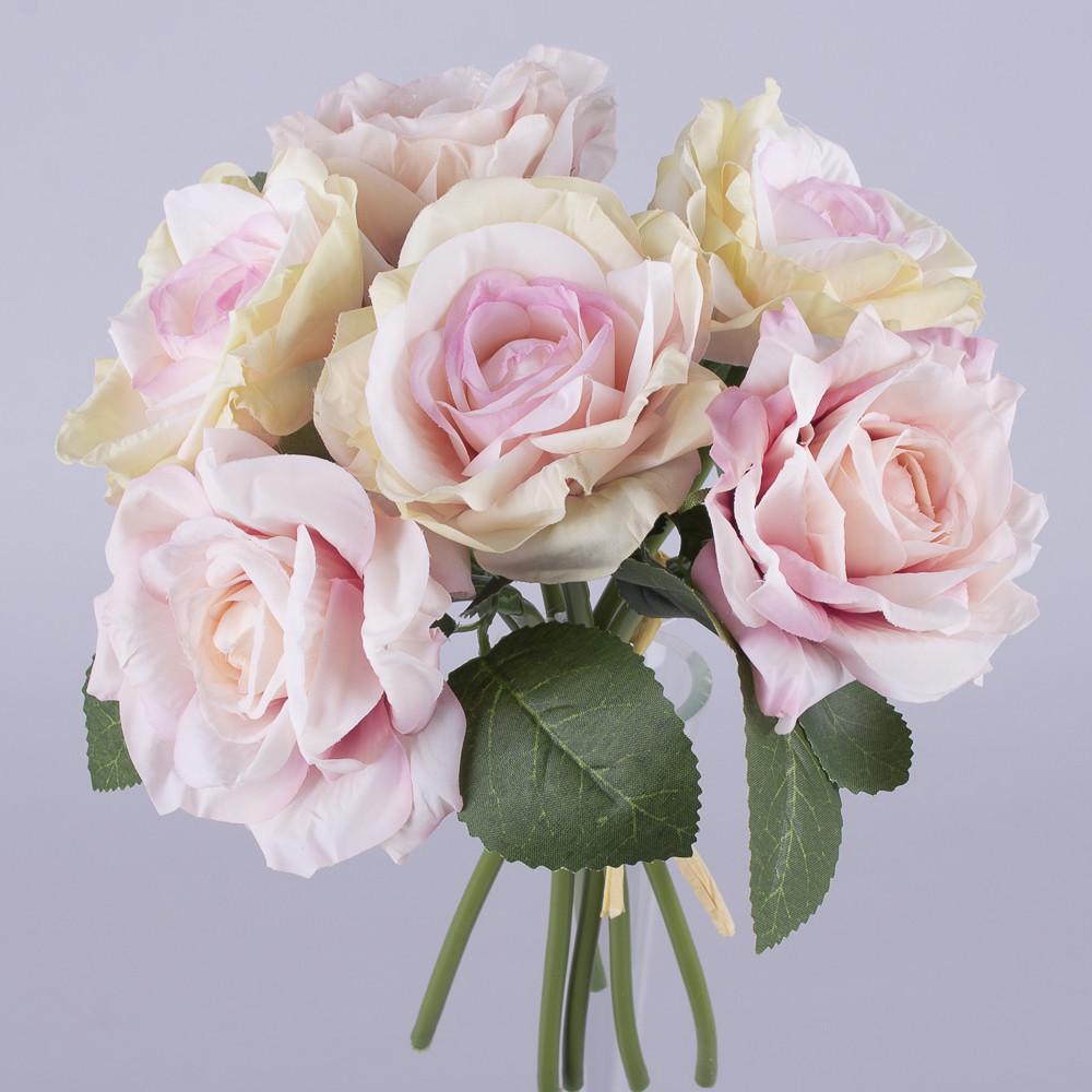 Искусственные цветы Букет розы остролистые на 6 цветков Розовый (2992-2)