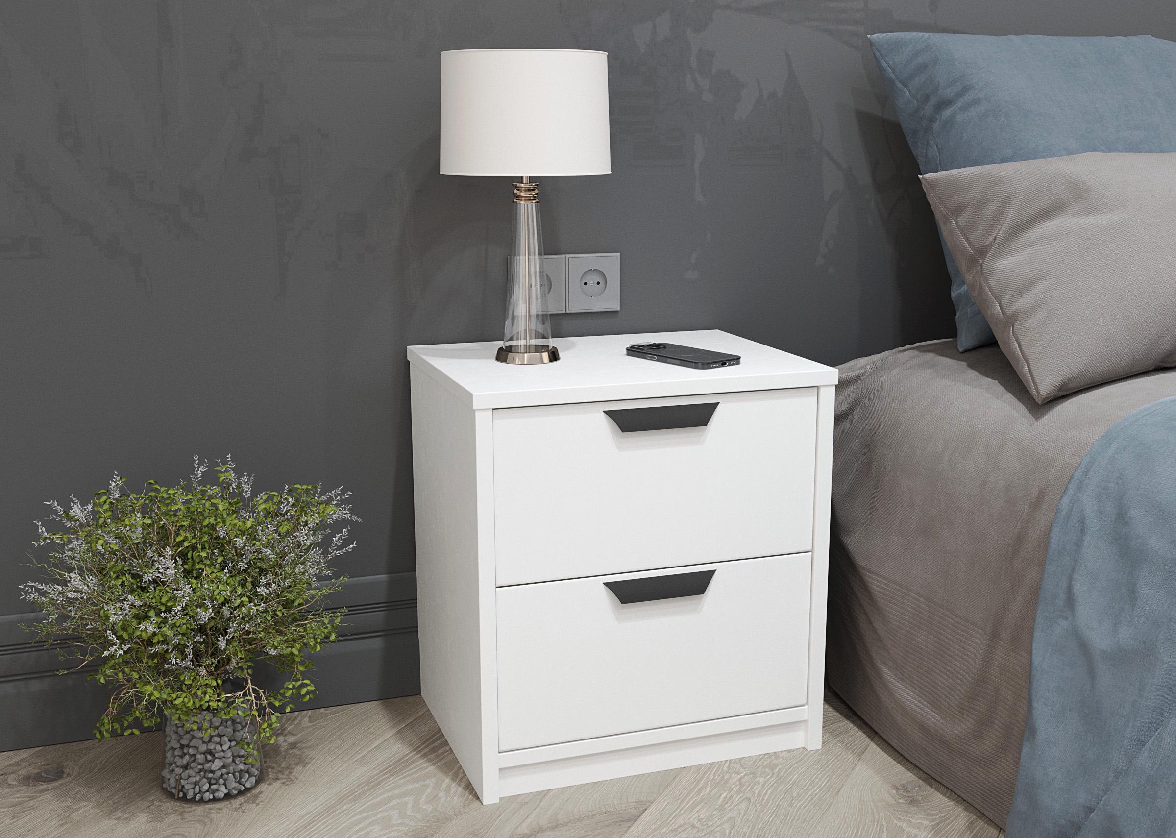 Тумба приліжкова з 2 шухлядами 49х45х35 см Білий