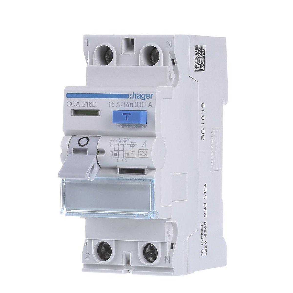 Устройство защитного отключения Hager CCA216D 2P 16A 10 mA тип A (00000045924)